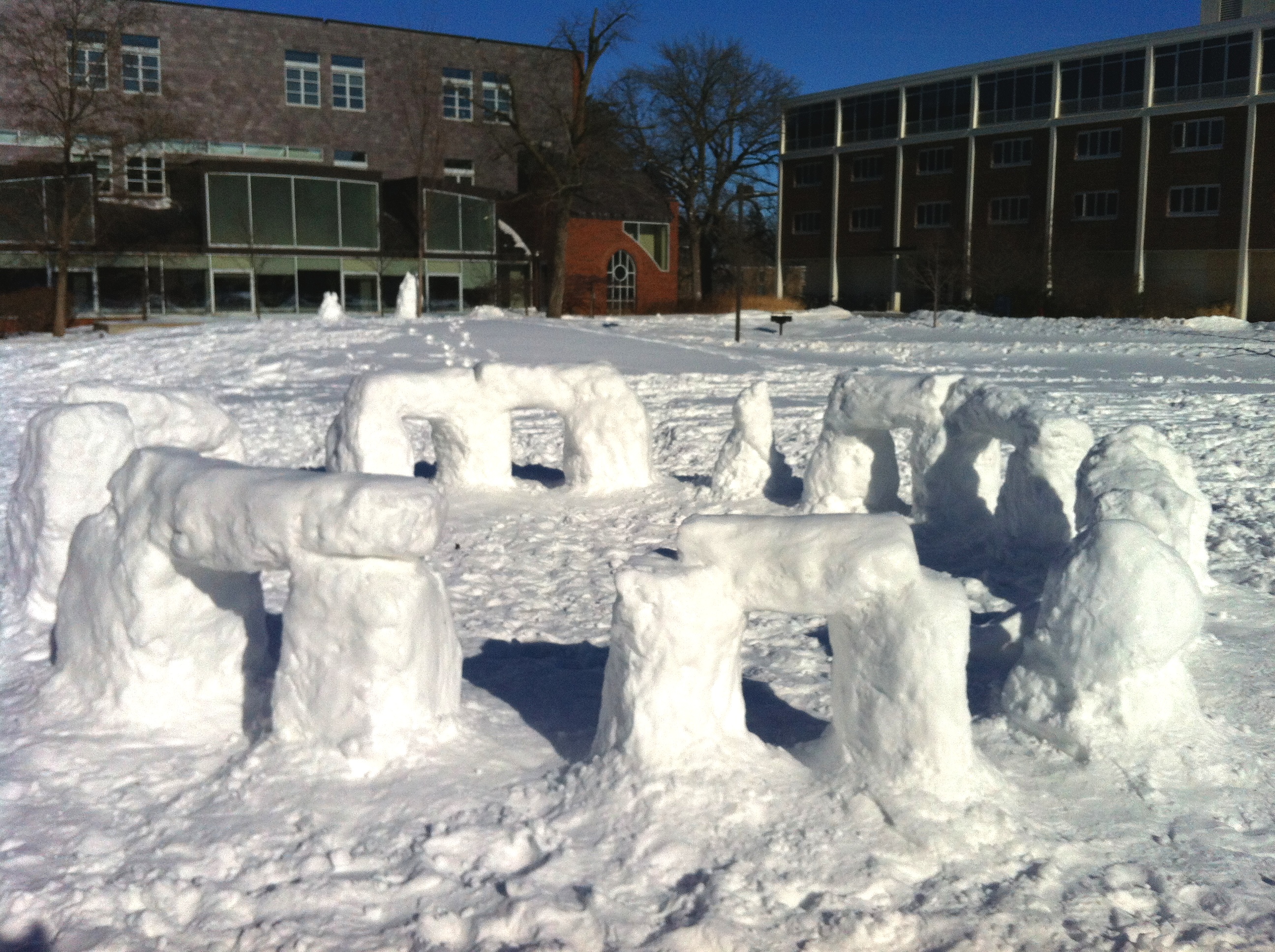 Snowhenge at Carleton College, photo by Erin Wilson, used with permission