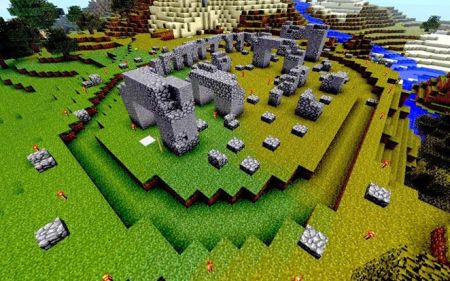 Stonehenge in Minecraft, on Snakeskin, made and imaged by James Brocklehurst