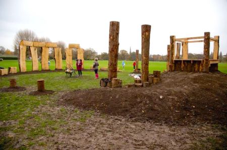 wooden henge in Liverpool's Princes Park